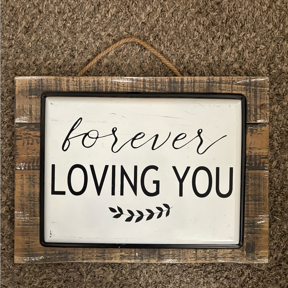 Rustic Brown and White Wall Art - 'Forever Loving You'